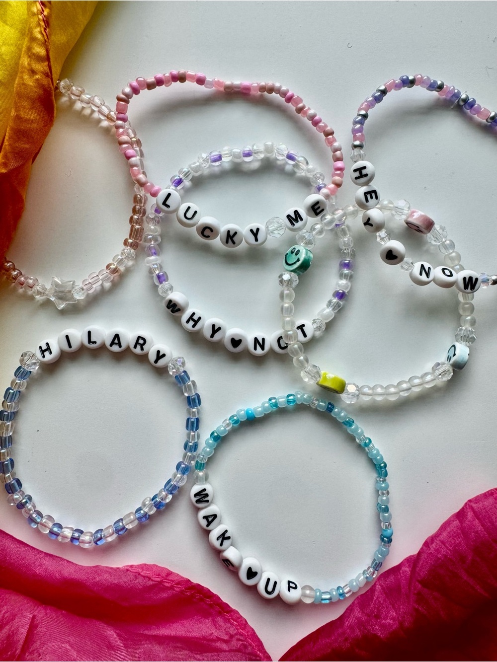 Handmade Hilary Duff concert friendship bracelets